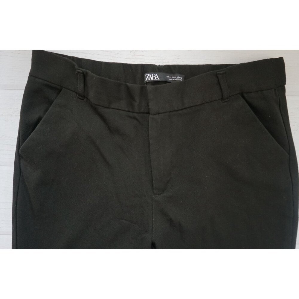 Zara Black Trousers High Rise Cropped Work Pants, Size L - Picture 3 of 9